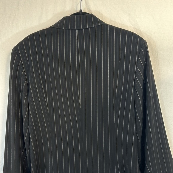 Worthington Black Silver Stripe 2 Button Blazer Jacket Size 14 - Picture 5 of 11